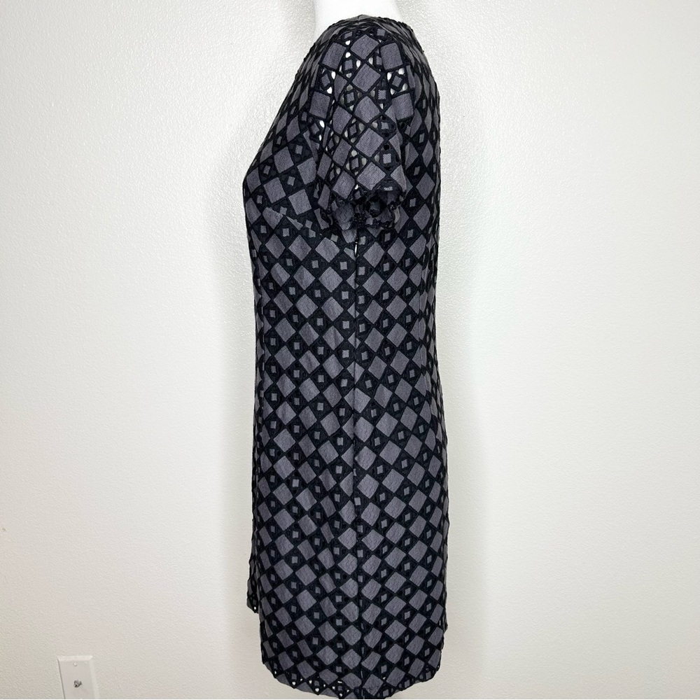 Banana Republic Womens Gray & Black Crochet Eyelet Sheath Patterned Dress Size 8 - Picture 5 of 10
